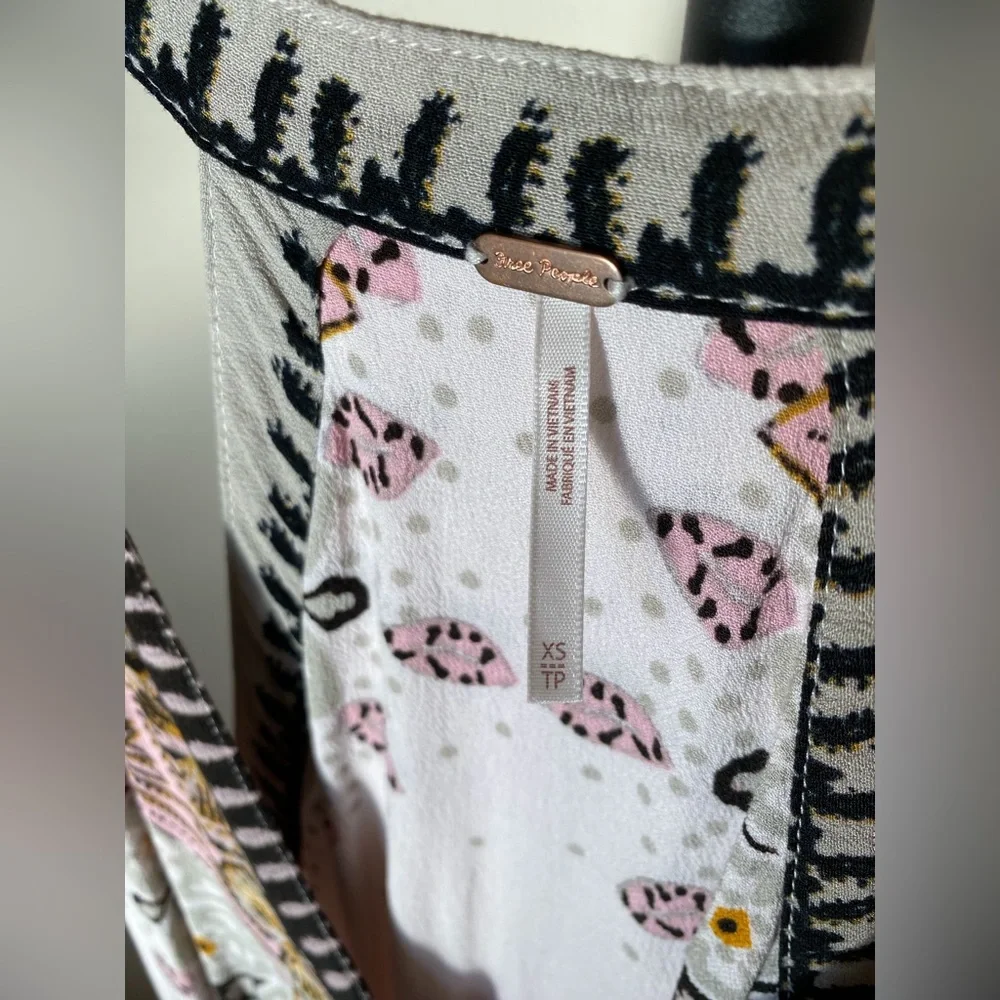 Free People Steal the Sun Pale Pink Print Boho Top or Dress XS - Picture 10 of 12